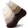 imageFITRELL No Show Socks Womens Cotton Cushioned Athletic Ankle Low Cut Invisible Non Slip Socks 58 Pairs8 Pairs Mulicolor  Tan