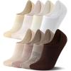 imageFITRELL No Show Socks Womens Cotton Cushioned Athletic Ankle Low Cut Invisible Non Slip Socks 58 Pairs8 Pairs Mulicolor  Tan