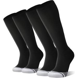 imageFITRELL 23 Pack Baseball Soccer Softball Socks for Kids Youth Men ampamp Women OvertheCalf Knee High Socks Multiple ColorsBlack 2 Pack