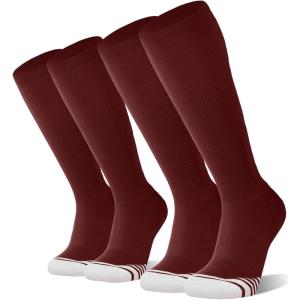 imageFITRELL 23 Pack Baseball Soccer Softball Socks for Kids Youth Men ampamp Women OvertheCalf Knee High Socks Multiple ColorsMaroon 2 Pack