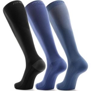 imageFITRELL 3 Pairs Compression Socks for Women and Men 2030mmHgCirculation Support SocksBlacklight Bluedark Blue