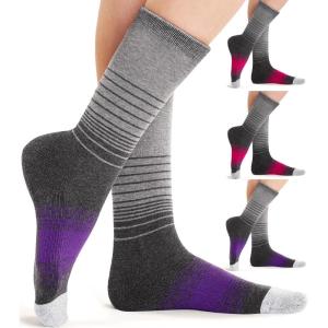 imageFITRELL 4 Pack Womens Merino Wool Hiking Socks Wicking Cushioned Warm Thermal Walking Boot Crew Socks Woollen SocksPurple2  Pink2