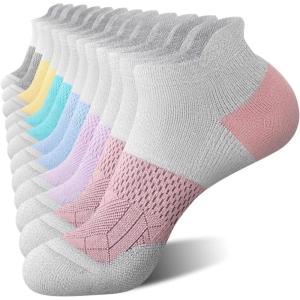 imageFITRELL 56 Pairs Ankle Running Socks for Women Athletic Cushioned Low Cut Tab Sports Socks6 Pairs Grey