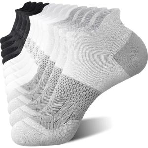 imageFITRELL 56 Pairs Ankle Running Socks for Women Athletic Cushioned Low Cut Tab Sports Socks6 Pairs WhiteBlackGrey