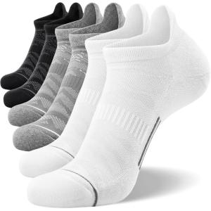 imageFITRELL 6 Pack Mens Ankle Running Socks Low Cut Cushioned Athletic Sports Socks 799121215Blackwhitegrey Mixed