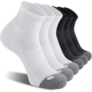 imageFITRELL 6 Pack Mens Athletic Ankle Socks Cushioned Sports Running Socks 7991212153 White  3 Black