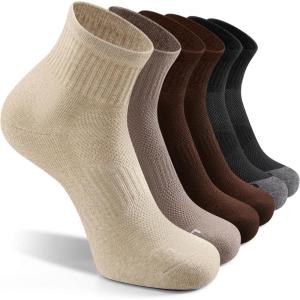 imageFITRELL 6 Pack Mens Athletic Ankle Socks Cushioned Sports Running Socks 799121215Brown Mixed