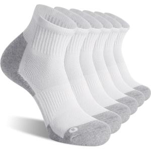 imageFITRELL 6 Pack Mens Athletic Ankle Socks Cushioned Sports Running Socks 799121215WhiteGrey