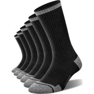 imageFITRELL 6 Pack Mens Athletic Moisture Wicking Crew Socks Cushioned Sport Running Work Boot Socks Size 9121215Black6