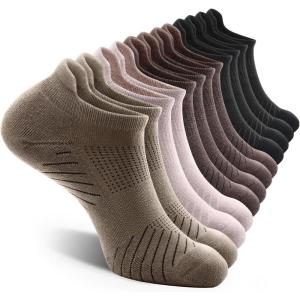 imageFITRELL 6 Pack Mens Athletic Running Ankle Socks Low Cut Cushioned Wicking AntiBlister Breathable Sport SocksAlmondkhakibrownblack