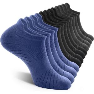 imageFITRELL 6 Pack Mens Athletic Running Ankle Socks Low Cut Cushioned Wicking AntiBlister Breathable Sport SocksBluegreyblack