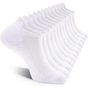 imageFITRELL 6 Pack Mens Athletic Running Ankle Socks Low Cut Cushioned Wicking AntiBlister Breathable Sport SocksWhite