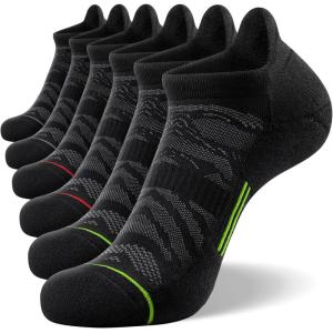 imageFITRELL Mens 6 Pack Ankle Running Socks Low Cut Cushioned Athletic Sports Socks 799121215Blackgraygreenred