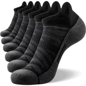 imageFITRELL Mens 6 Pack Ankle Running Socks Low Cut Cushioned Athletic Sports Socks 799121215New Black