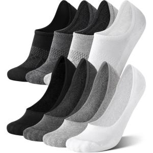 imageFITRELL No Show Socks Womens Cotton Cushioned Athletic Ankle Low Cut Invisible Non Slip Socks 58 Pairs8 Pairs Ankle  Low Blackwhitedark Greygrey