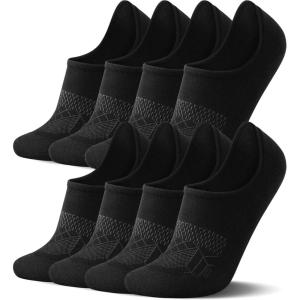 imageFITRELL No Show Socks Womens Cotton Cushioned Athletic Ankle Low Cut Invisible Non Slip Socks 58 Pairs8 Pairs Black
