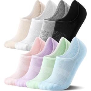 imageFITRELL No Show Socks Womens Cotton Cushioned Athletic Ankle Low Cut Invisible Non Slip Socks 58 Pairs8 Pairs Mulicolor  Bliss Cream