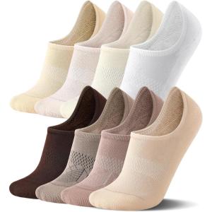 imageFITRELL No Show Socks Womens Cotton Cushioned Athletic Ankle Low Cut Invisible Non Slip Socks 58 Pairs8 Pairs Mulicolor  Tan
