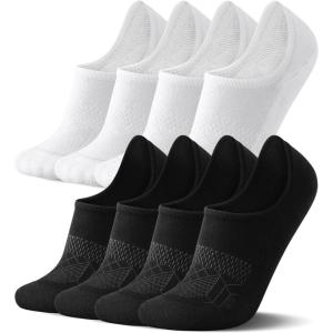 imageFITRELL No Show Socks Womens Cotton Cushioned Athletic Ankle Low Cut Invisible Non Slip Socks 58 PairsBasic Black4white4