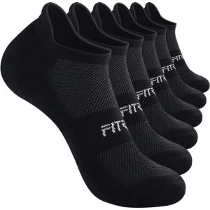 imageFitrell 6 Pack Womens Ankle Running Socks Low Cut Athletic Socks With Tab Black Medium