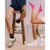 imageFITRELL Womens Crew Socks Ankle Athletic Cushioned Running Thick Casual Socks for Women and Men 56 Pairs6 Pairs Striped Greyblackbeigeredgrey Whiteblack White