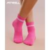 imageFITRELL Womens Crew Socks Ankle Athletic Cushioned Running Thick Casual Socks for Women and Men 56 Pairs6 Pairs Striped Greyblackbeigeredgrey Whiteblack White
