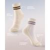 imageFITRELL Womens Crew Socks Ankle Athletic Cushioned Running Thick Casual Socks for Women and Men 56 Pairs6 Pairs Striped Mixedgreypinkbrown