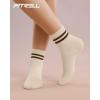 imageFITRELL Womens Crew Socks Ankle Athletic Cushioned Running Thick Casual Socks for Women and Men 56 Pairs6 Pairs Striped Mixedgreypinkbrown