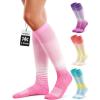 imageFITRELL 4 Pairs Compression Socks for Women amp Men 1520mmHg Circulation Support for Athletic Travel Daily WearBlueorangepinkpurple