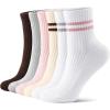 imageFITRELL Womens Crew Socks Ankle Athletic Cushioned Running Casual Socks for Women and Men 56 Pairs6 Pairs Striped Mixedgreypinkbrown