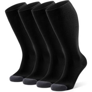 imageFITRELL 4 Pairs Compression Socks for Women amp Men 1520mmHg Circulation Support for Athletic Travel Daily WearBlack4wide Calf