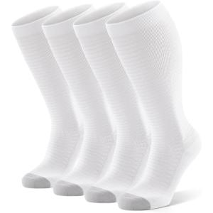 imageFITRELL 4 Pairs Compression Socks for Women amp Men 1520mmHg Circulation Support for Athletic Travel Daily WearWhite4wide Calf