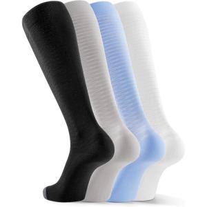 imageFITRELL 4 Pairs Compression Socks for Women amp Men 1520mmHg Circulation Support for Athletic Travel Daily WearWhiteblackgreyblue