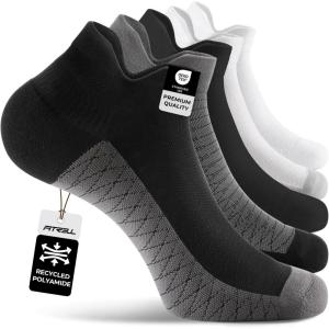 imageFITRELL Ankle Compression Socks for Women amp Men  56 Pairs Cushioned Arch Support Running Socks Plantar Fasciitis ReliefBlackcharcoalwhite Mixed 5 Pairs