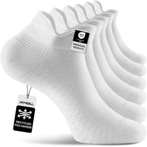 imageFITRELL Ankle Compression Socks for Women amp Men  56 Pairs Cushioned Arch Support Running Socks Plantar Fasciitis ReliefWhite 6 Pairs