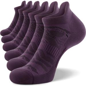 imageFITRELL Mens 6 Pack Ankle Running Socks Low Cut Cushioned Athletic Sports Socks 799121215Plum Shadow