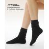 imageFITRELL Slouch Crew Socks for Women Presewn Slouch Look Soft Cotton Mid Calf Retro Cute Socks 3 Pairs Cant StraightenBlack