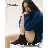 imageFITRELL Slouch Crew Socks for Women Presewn Slouch Look Soft Cotton Mid Calf Retro Cute Socks 3 Pairs Cant StraightenBlack