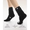 imageFITRELL Slouch Crew Socks for Women Presewn Slouch Look Soft Cotton Mid Calf Retro Cute Socks 3 Pairs Cant StraightenBlack