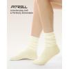 imageFITRELL Slouch Crew Socks for Women Presewn Slouch Look Soft Cotton Mid Calf Retro Cute Socks 3 Pairs Cant StraightenBlackbeigeolive Green