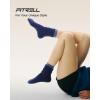 imageFITRELL Slouch Crew Socks for Women Presewn Slouch Look Soft Cotton Mid Calf Retro Cute Socks 3 Pairs Cant StraightenGrey Whiteblack Greynavy Blue