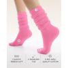 imageFITRELL Slouch Crew Socks for Women Presewn Slouch Look Soft Cotton Mid Calf Retro Cute Socks 3 Pairs Cant StraightenHot Pinkpurplelight Green