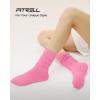 imageFITRELL Slouch Crew Socks for Women Presewn Slouch Look Soft Cotton Mid Calf Retro Cute Socks 3 Pairs Cant StraightenHot Pinkpurplelight Green
