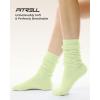 imageFITRELL Slouch Crew Socks for Women Presewn Slouch Look Soft Cotton Mid Calf Retro Cute Socks 3 Pairs Cant StraightenHot Pinkpurplelight Green