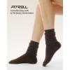 imageFITRELL Slouch Crew Socks for Women Presewn Slouch Look Soft Cotton Mid Calf Retro Cute Socks 3 Pairs Cant StraightenKhakilight Browndark Brown