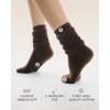 imageFITRELL Slouch Crew Socks for Women Presewn Slouch Look Soft Cotton Mid Calf Retro Cute Socks 3 Pairs Cant StraightenKhakilight Browndark Brown