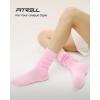 imageFITRELL Slouch Crew Socks for Women Presewn Slouch Look Soft Cotton Mid Calf Retro Cute Socks 3 Pairs Cant StraightenLight Pinklight Blueteal
