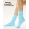 imageFITRELL Slouch Crew Socks for Women Presewn Slouch Look Soft Cotton Mid Calf Retro Cute Socks 3 Pairs Cant StraightenLight Pinklight Blueteal