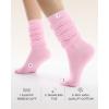 imageFITRELL Slouch Crew Socks for Women Presewn Slouch Look Soft Cotton Mid Calf Retro Cute Socks 3 Pairs Cant StraightenLight Pinklight Blueteal