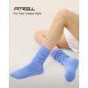 imageFITRELL Slouch Crew Socks for Women Presewn Slouch Look Soft Cotton Mid Calf Retro Cute Socks 3 Pairs Cant StraightenWhite Greynavyroyal Blue